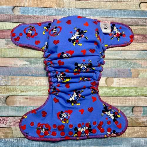 OS Mouse Love Hybrid Fitted Cloth Diaper 10-40lbs