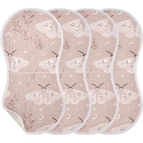 Moon Moths Boho Baby Burp Cloths 4 Pack