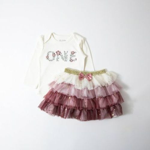 Picolette by Olivia Culpo Baby Girls' 2pc First Birthday tutu Set - Ivory/pink 9M