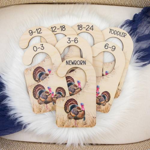 Turkey Clothing Dividers, Turkey Hunting Baby Clothing Divider, Wood Wardrobe Divider, Nursery Closet Divider, Hunting Nursery W60