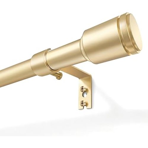 5/8” Diameter Curtain Rods 30-60 Inch, for 30-54 Inch Windows, Adjustable Splicing Gold Curtain Rods for Windows with Brackets, Window Rod Long Small Curtains Rod