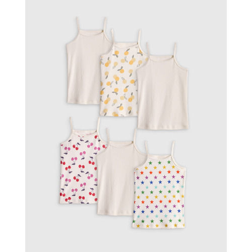 100% Organic Cotton Cami 6-Pack  in White Multi Pack