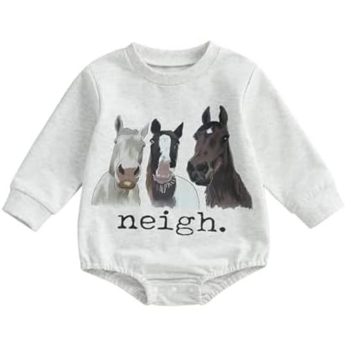 Newborn Baby Boys Romper Sweatshirt Western Country Farm Long Sleeve Bubble Bodysuit Jumpsuit Fall Winter Clothes