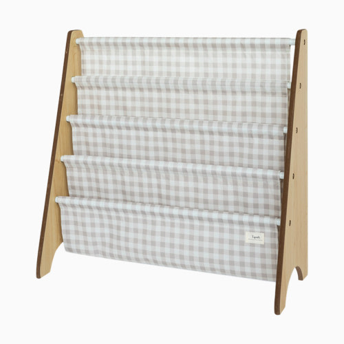 3 Sprouts Recycled Book Rack - Gingham Beige