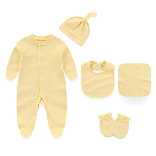 Zavbaby Baby Boy Girl Cotton Solid Color Layette Set Gift,5-Pack,Sizes 0-12M