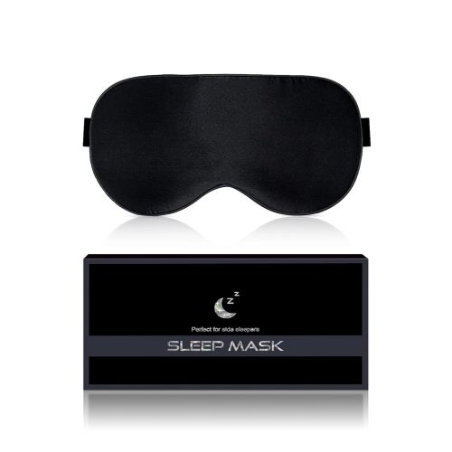 Silk Sleep Mask for Women - Soft Breathable Organic Natural Mulberry Silk Fabric Blackout Eye Mask for Sleeping with Adjustable Straps No Pressure Eye Mask for Travel Essentials Gifts (Black)