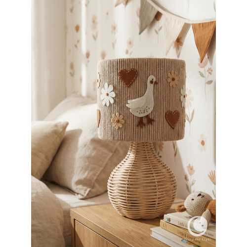 Handmade Goose Nursery Lamp, Rattan Table Lamp for Baby Room, Soft Night Light, Woodland Decor