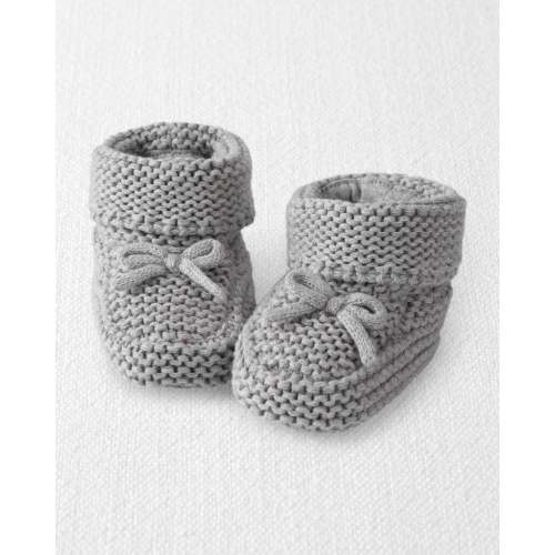 Baby Organic Cotton Crochet Booties in Gray