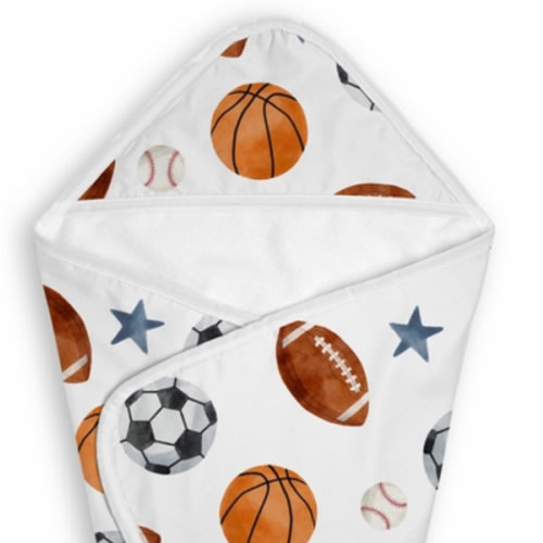 Watercolor Sports Theme Collection Hooded Baby Towels - Toddler Bath Towel