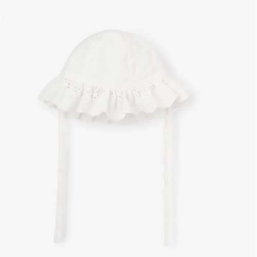 Eyelet Lace Ruffle Sunhat WHITE / 3-9M