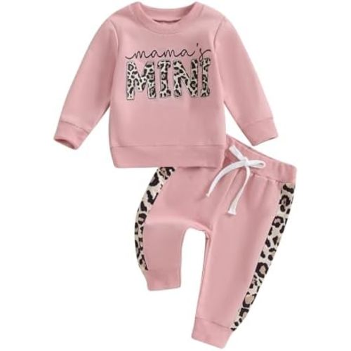 Kupretty Baby Girl Fall Winter Clothes Toddler Outfit Letters Graphic Crewneck Sweatshirts + Joggers Pants Set