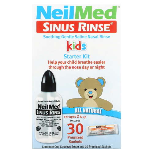 NeilMed Sinus Rinse Pediatric Nasal Irrigator Starter Kit with 30 Premixed Packets – for Children’s Sinus Relief and Nasal Congestion