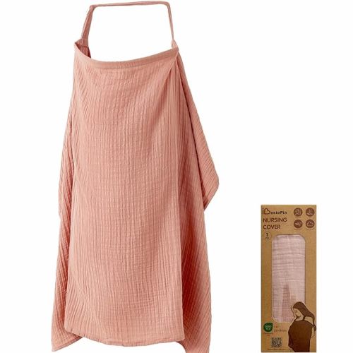 Muslin Nursing Cover for Breastfeeding, 100% Cotton Breastfeeding Apron, Lightweight & Breathable, Full Coverage with Adjustable Strap, 1 Pack (Dusty Pink)