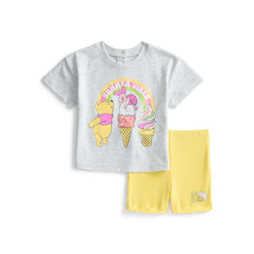 Winnie the Pooh Baby Girls Graphic Tee and Bike Shorts Set, 2-Piece, Sizes 0/3M-24M