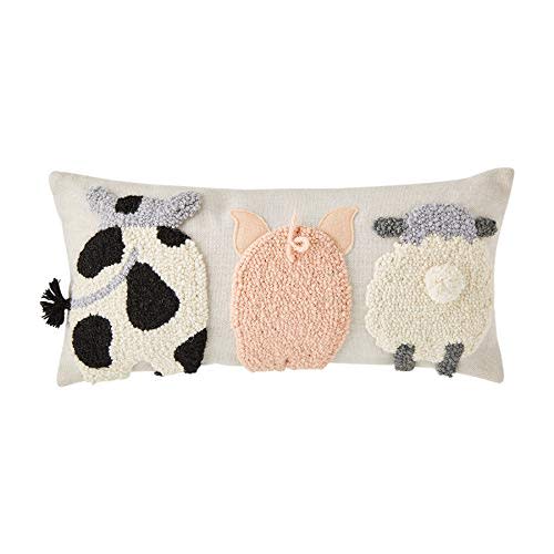 Mud Pie Raised Hook Farm Animal Pillow