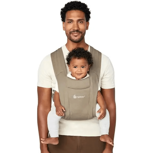 Ergobaby Embrace Baby Carrier Newborn to Toddler - Lightweight Ergonomic Baby Carriers - Cozy Essentials (7-25 Pounds), Ponte Knit, Olive