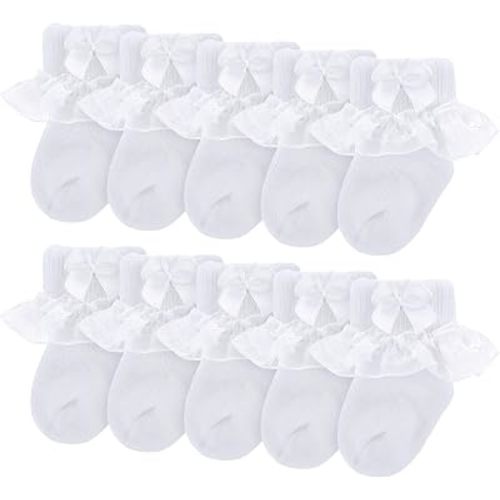 Twistover 10 Pairs Preemie Socks Ruffle Lace Ruffle Cotton Socks for Preemie Girls Boys