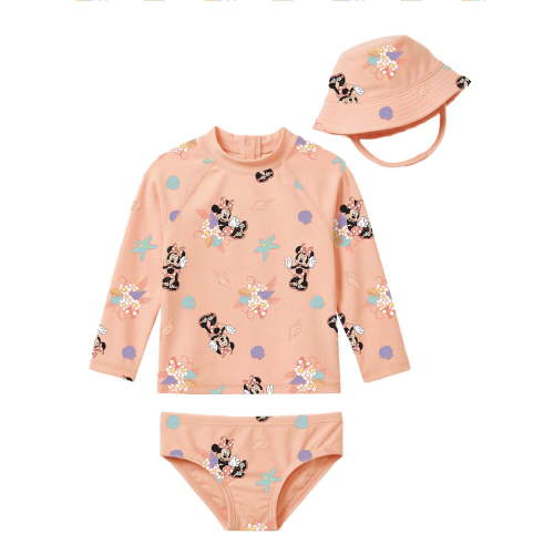 Character Baby Girl Rash Guard Swim Set with Hat, Sizes 0/3M-12M