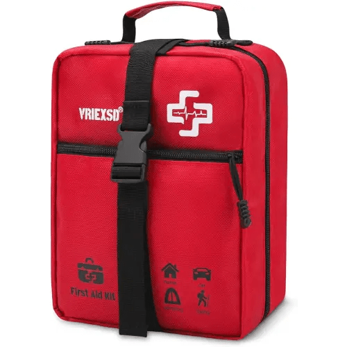 400 Piece Large First Aid Kit Premium Emergency Kits for Home, Office, Car, Outdoor, Hiking, Travel, Camping, Survival Medical First Aid Bag, Red