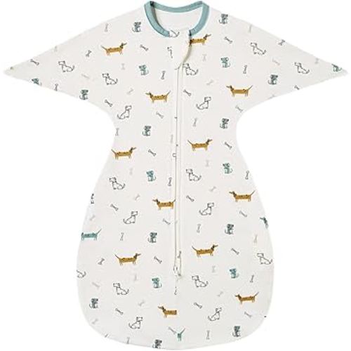 insular Baby Transitional Swaddle with 2-Way Zipper Newborn Sleep Sack Arms Up Infant Sleeping Bag Wearable Blanket, Dachshund Dog, 0-3 Month