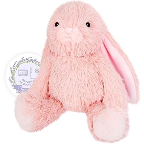 Heatable & Coolable Pink Bunny Stuffed Animal Heating Pad for Soothing & Relaxation, Lavender Pink Bunny Plush for Discomfort, Rabbit Stuffed Animals for Kids, Easter Bunny Plushies Gift