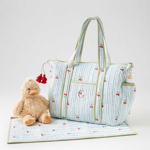 Embroidered Quilted Diaper Bag