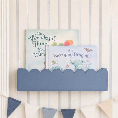 Floating Wooden Shelf Scalloped Child Wall Shelf Book Display Bookshelf Playroom Wall Mount Wooden Bookshelf Small Size Scallop Shelf Kid