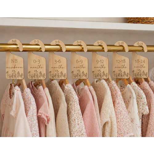 Wildflower Nursery Closet Dividers, Baby Closet Dividers, Newborn Closet Organizer, Clothes Hanger, Simple Nursery Decor, NB - 24M Dividers