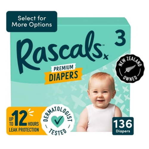Rascals Premium Diapers, Size 3, Carton, 136 Count, Unisex Baby Diaper - Walmart.ca