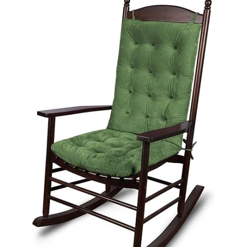 ELFJOY Rocking Chair Cushions Tufted High Back and Seat Cushion Green
