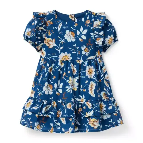 Girl Wild Indigo Paisley Floral Paisley Floral Ruffle Dress by Janie and Jack
