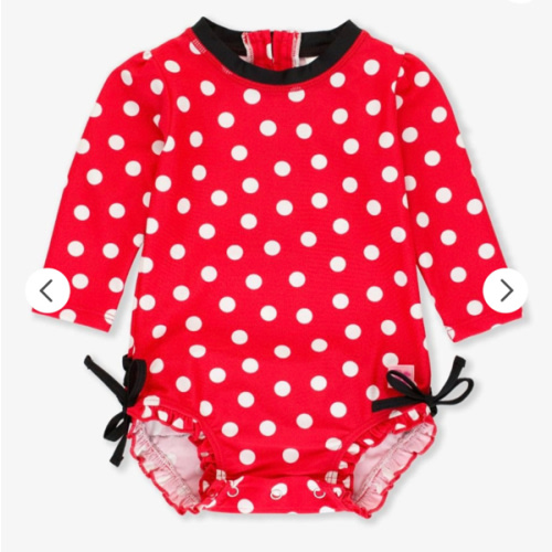 Polka Dot Long Sleeve One Piece Rash Guard