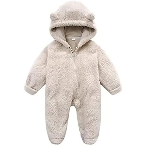 UVIPC Newborn Baby Fleece Jumpsuit Footie Snowsuit Bear Romper Jumpsuit Baby Fuzzy Warm Onesie