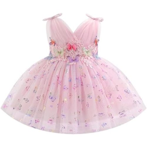 IMEKIS Toddler Girls Butterfly Birthday Dress Baby Sparkle Tulle Formal Wedding Party Bowknot Tutu Dresses Photo Shoot