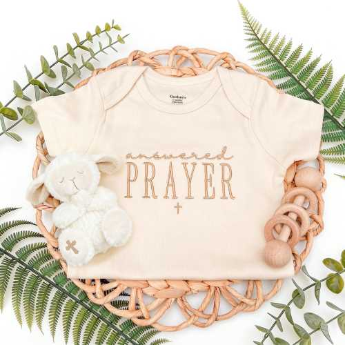 Answered Prayer Embroidered Baby Onesie®, Newborn Gift, Pregnancy Announcement