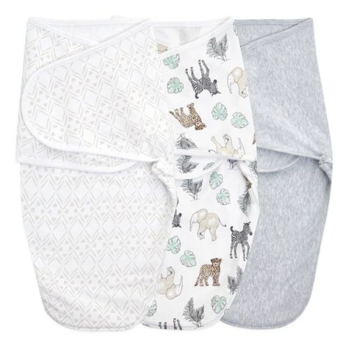 aden + anais essentials Baby 100% Cotton Quick Change Easy 3pk Sleeveless Swaddle Wraps - 0-3m