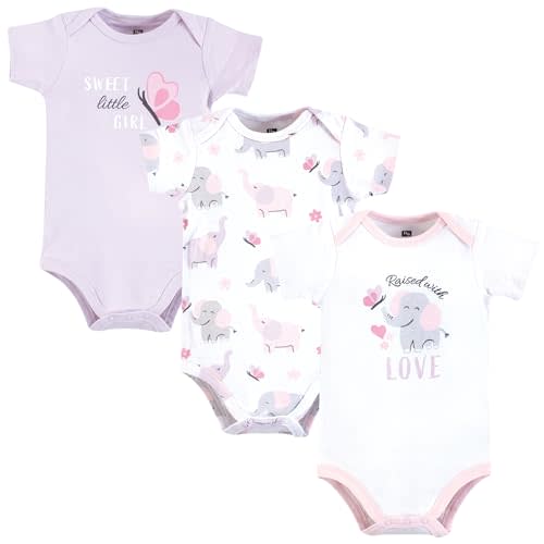 Hudson Baby baby-girls Cotton Bodysuits 3-pack