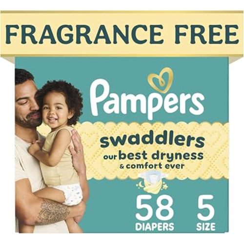 Pampers Swaddlers Baby Diapers, Size 5, 58 Count
