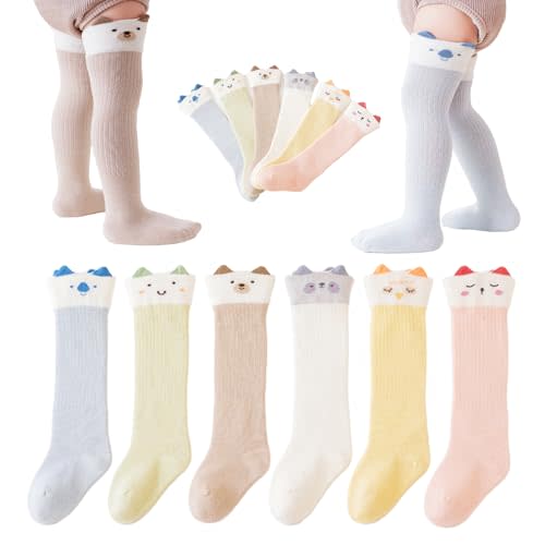 Baby Toddler Knee High Socks Girl Boy Tube Socks Newborn Infant Floor Crawling Long Socks 6 Pairs
