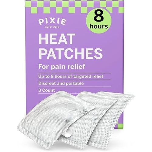 Pixie Period Cramps Menstrual Pain Relief Heat Patches - Lower Abdominal & Back Ache Therapy - Natural Alternative to Lidocaine ICY Hot - Up to 8 Hours - 3 Count Discreet Disposable Heat Pads