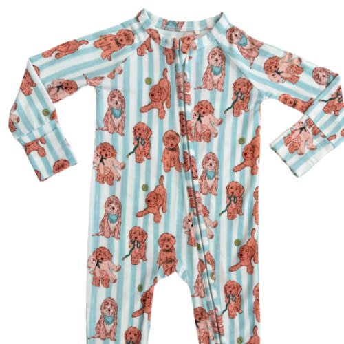 Blue Puppy Zipper Romper – In My Jammers