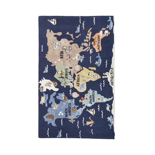 3-D Activity World Map Play Rug