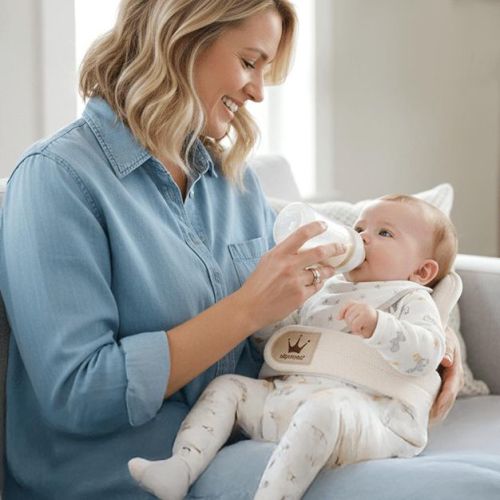 Alpremio Mesh & Organic Baby Bottle Feeding Care Seat (with Strap) Mesh & Organic Ivory