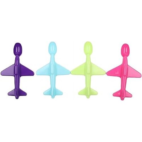 Small Airplane Shape Children's Spoon, 4 Pcs Airplane Spoon Set, Environmental Protection PP Material Spoon Fashion Eco Friendly Kitchen Tableware