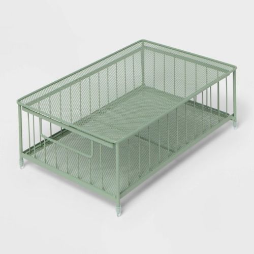 Small Stackable Steel Slide Out Drawer Green - Brightroom™