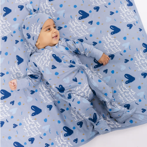 John 3:16 Blue PJ Footed Onesie Bamboo – Holy Pals