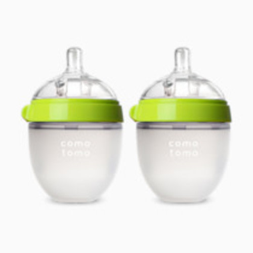 Comotomo Natural Feel Silicone Baby Bottles - Green, 5 Oz, 2