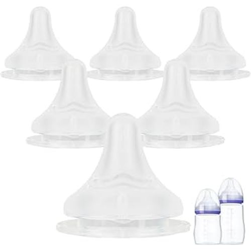 Silicone Nipples for Lansinoh Baby Bottle, Size S,Replacement Bottle Nipple,1m+,Slow Flow, 6 Count