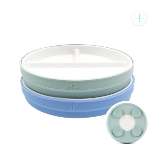 7.8"/20cm Porcelain White Divided Plates with Silicone Suction Sleeves