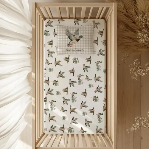 Mallard duck nursery crib bedding baby boy